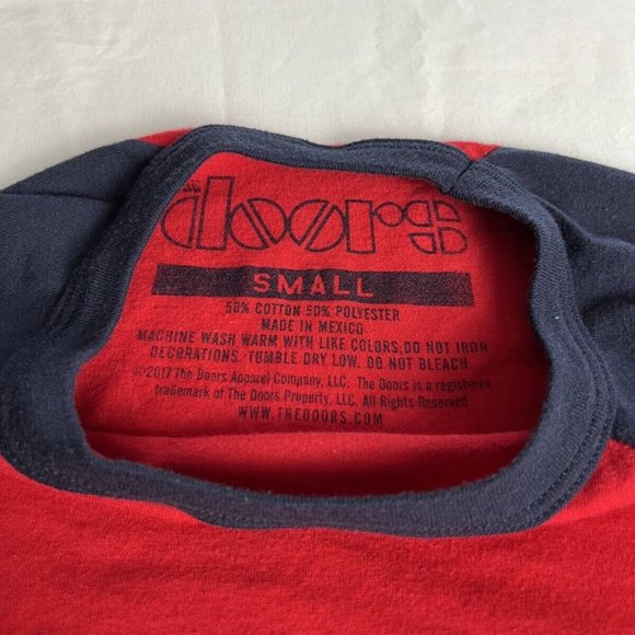 The Doors T-Shirt Top Women Size Small Red/Blue Cotton Blend Crewneck 3/4 Sleeve - Picture 5 of 9